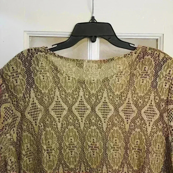 Vintage Sharade Nites Metallic Gold Fringe Blouse Women’s Boho 80s Made in USA - Picture 6 of 13